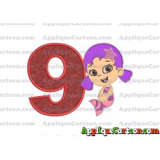 Bubble Guppies Oona Applique Embroidery Design Birthday Number 9