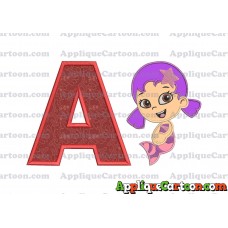 Bubble Guppies Oona Applique Embroidery Design With Alphabet A