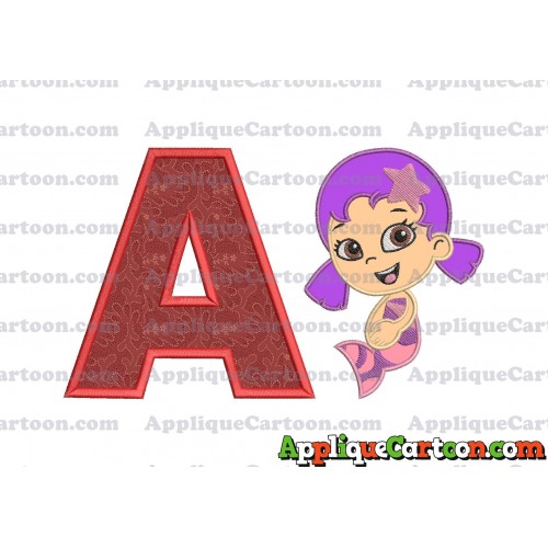 Bubble Guppies Oona Applique Embroidery Design With Alphabet A