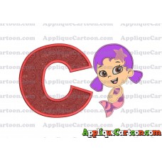 Bubble Guppies Oona Applique Embroidery Design With Alphabet C