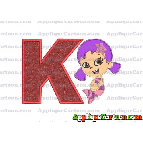 Bubble Guppies Oona Applique Embroidery Design With Alphabet K