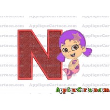Bubble Guppies Oona Applique Embroidery Design With Alphabet N