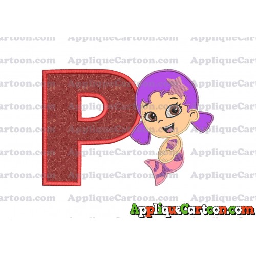 Bubble Guppies Oona Applique Embroidery Design With Alphabet P