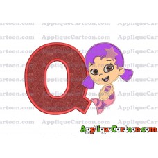 Bubble Guppies Oona Applique Embroidery Design With Alphabet Q