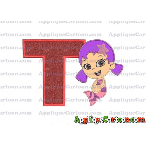 Bubble Guppies Oona Applique Embroidery Design With Alphabet T
