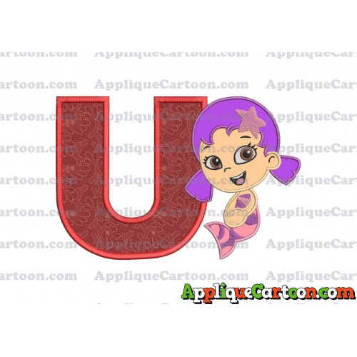 Bubble Guppies Oona Applique Embroidery Design With Alphabet U