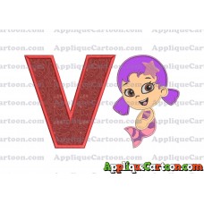 Bubble Guppies Oona Applique Embroidery Design With Alphabet V