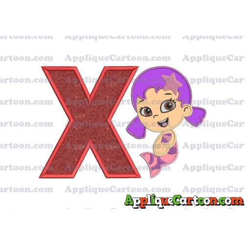Bubble Guppies Oona Applique Embroidery Design With Alphabet X