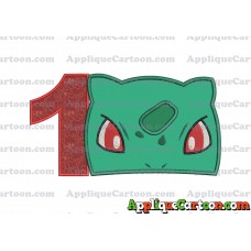 Bulbasaur Pokemon Head Applique Embroidery Design Birthday Number 1