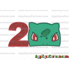 Bulbasaur Pokemon Head Applique Embroidery Design Birthday Number 2
