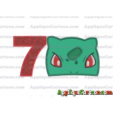 Bulbasaur Pokemon Head Applique Embroidery Design Birthday Number 7