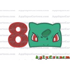 Bulbasaur Pokemon Head Applique Embroidery Design Birthday Number 8