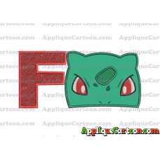 Bulbasaur Pokemon Head Applique Embroidery Design With Alphabet F