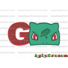 Bulbasaur Pokemon Head Applique Embroidery Design With Alphabet G