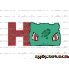 Bulbasaur Pokemon Head Applique Embroidery Design With Alphabet H