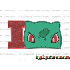 Bulbasaur Pokemon Head Applique Embroidery Design With Alphabet I