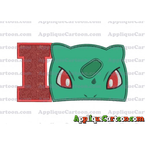 Bulbasaur Pokemon Head Applique Embroidery Design With Alphabet I