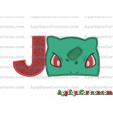 Bulbasaur Pokemon Head Applique Embroidery Design With Alphabet J