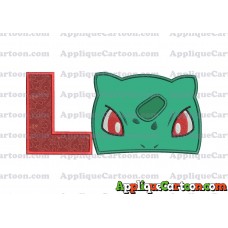 Bulbasaur Pokemon Head Applique Embroidery Design With Alphabet L