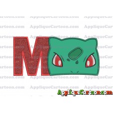 Bulbasaur Pokemon Head Applique Embroidery Design With Alphabet M