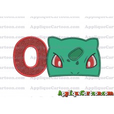 Bulbasaur Pokemon Head Applique Embroidery Design With Alphabet O