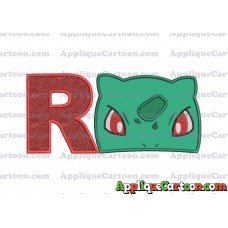 Bulbasaur Pokemon Head Applique Embroidery Design With Alphabet R