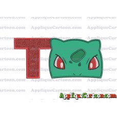 Bulbasaur Pokemon Head Applique Embroidery Design With Alphabet T