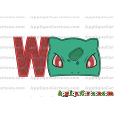 Bulbasaur Pokemon Head Applique Embroidery Design With Alphabet W