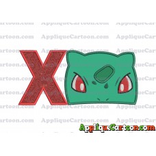 Bulbasaur Pokemon Head Applique Embroidery Design With Alphabet X