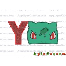 Bulbasaur Pokemon Head Applique Embroidery Design With Alphabet Y