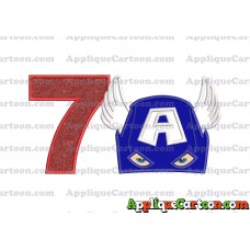 Captain America Head Applique Embroidery Design Birthday Number 7
