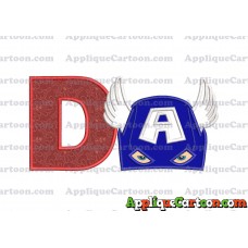 Captain America Head Applique Embroidery Design With Alphabet D