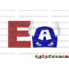 Captain America Head Applique Embroidery Design With Alphabet E