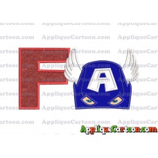 Captain America Head Applique Embroidery Design With Alphabet F