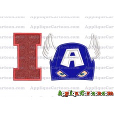 Captain America Head Applique Embroidery Design With Alphabet I