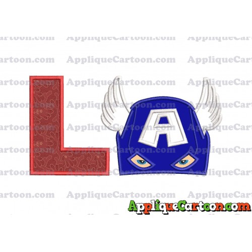 Captain America Head Applique Embroidery Design With Alphabet L