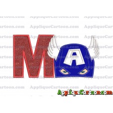 Captain America Head Applique Embroidery Design With Alphabet M