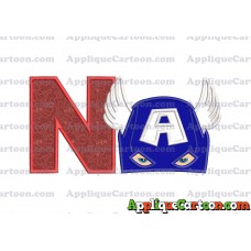 Captain America Head Applique Embroidery Design With Alphabet N