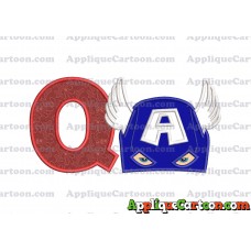 Captain America Head Applique Embroidery Design With Alphabet Q