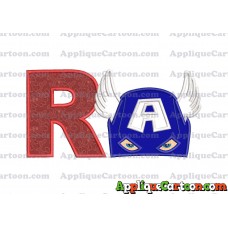 Captain America Head Applique Embroidery Design With Alphabet R