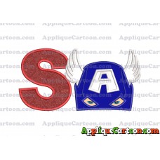 Captain America Head Applique Embroidery Design With Alphabet S