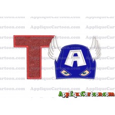 Captain America Head Applique Embroidery Design With Alphabet T