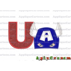 Captain America Head Applique Embroidery Design With Alphabet U