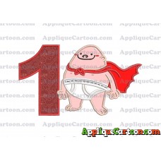 Captain Underpants Applique 01 Embroidery Design Birthday Number 1