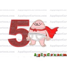 Captain Underpants Applique 01 Embroidery Design Birthday Number 5