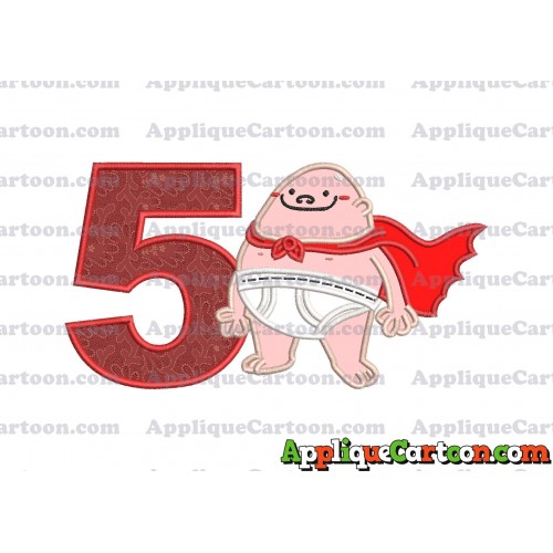 Captain Underpants Applique 01 Embroidery Design Birthday Number 5