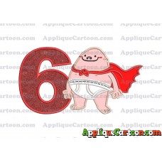 Captain Underpants Applique 01 Embroidery Design Birthday Number 6