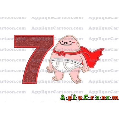 Captain Underpants Applique 01 Embroidery Design Birthday Number 7