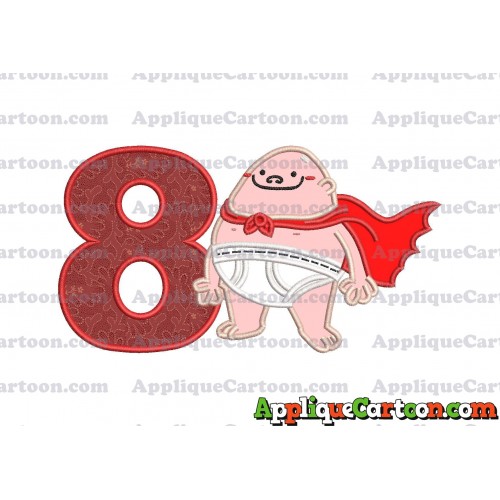 Captain Underpants Applique 01 Embroidery Design Birthday Number 8