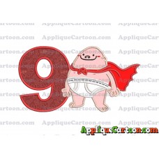Captain Underpants Applique 01 Embroidery Design Birthday Number 9